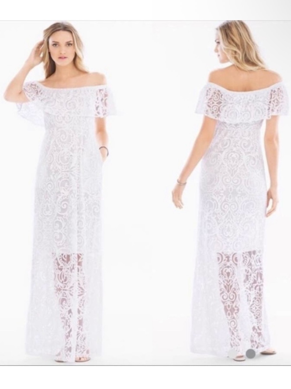 Soma White Off-Shoulder Lace Maxi Dress